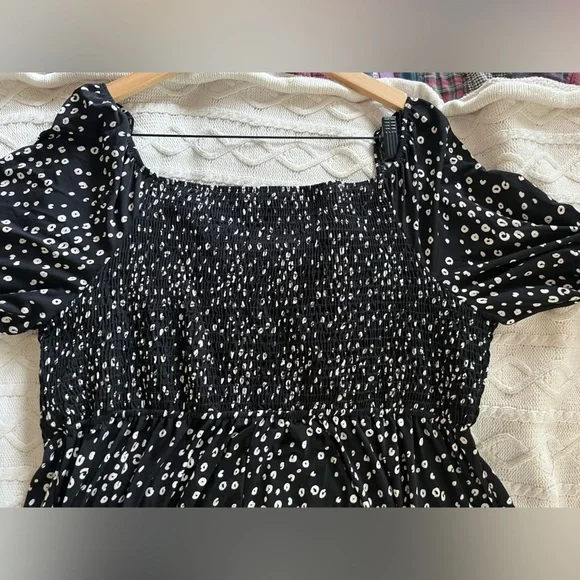 White Birch Black with Small white Dot Pattern Stretch midi length Size 3X - Picture 3 of 16